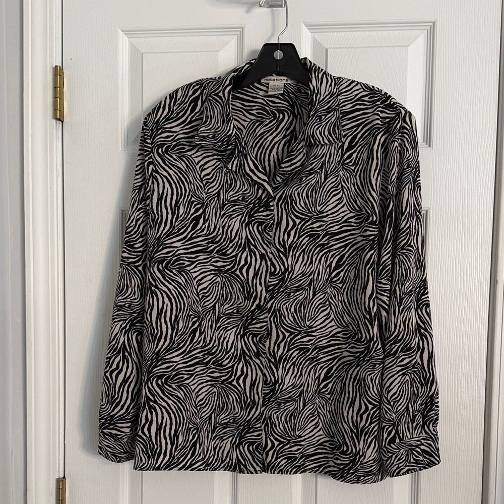 Zebra Print Button-Up Shirt